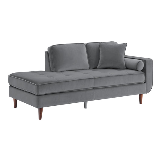 Homelegance Rand Gray Velvet Chaise with Matching Pillows 9329GY-5