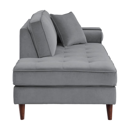 Homelegance Rand Gray Velvet Chaise with Matching Pillows 9329GY-5