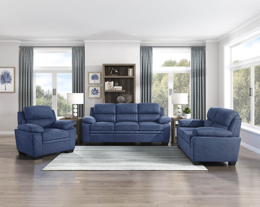 Homelegance Sofas Blue Sectional Sofa Set 3-Piece Elegant Comfort 9333BU-3