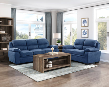 Homelegance Holleman Loveseat in Textured Blue Upholstery 9333BU-2