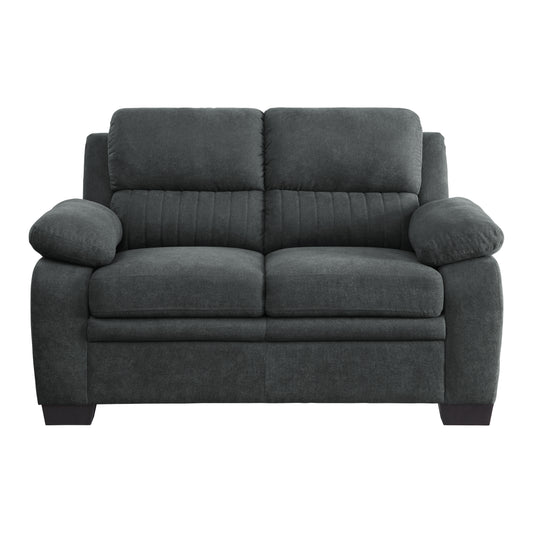 Homelegance Holleman Loveseat in Dark Gray Textured Fabric 9333DG-2
