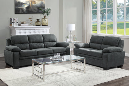 Homelegance Holleman Loveseat in Dark Gray Textured Fabric 9333DG-2