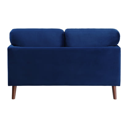 Homelegance Tolley Loveseat in Blue Velvet with Reversible Cushions 9338BU-2