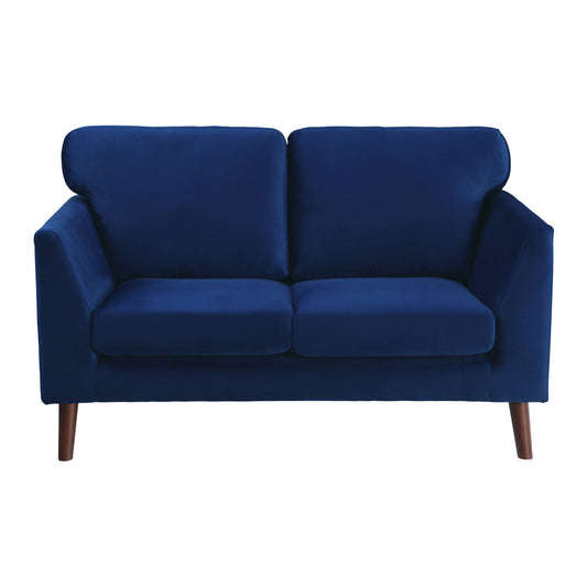 Homelegance Tolley Loveseat in Blue Velvet with Reversible Cushions 9338BU-2