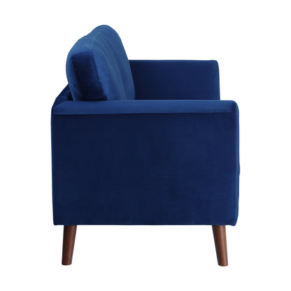 Homelegance Tolley Loveseat in Blue Velvet with Reversible Cushions 9338BU-2