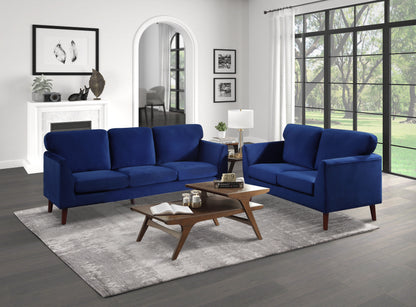 Homelegance Tolley Loveseat in Blue Velvet with Reversible Cushions 9338BU-2