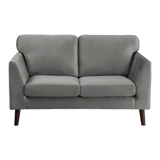 Homelegance Tolley Loveseat in Gray Velvet with Reversible Cushions 9338GY-2
