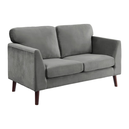 Homelegance Tolley Loveseat in Gray Velvet with Reversible Cushions 9338GY-2