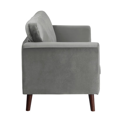 Homelegance Tolley Loveseat in Gray Velvet with Reversible Cushions 9338GY-2