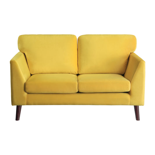 Homelegance Tolley Loveseat in Yellow Velvet with Reversible Cushions 9338YW-2