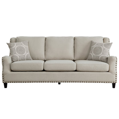 Homelegance Halton Sectional Sofa Beige Textured Fabric with Nailhead Trim 9339BE-3