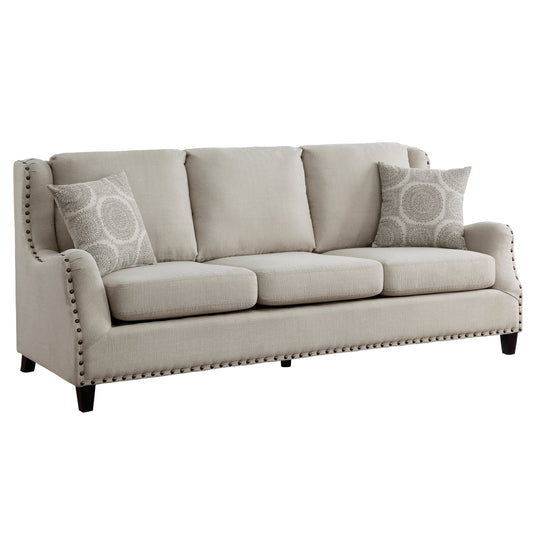 Homelegance Halton Sectional Sofa Beige Textured Fabric with Nailhead Trim 9339BE-3