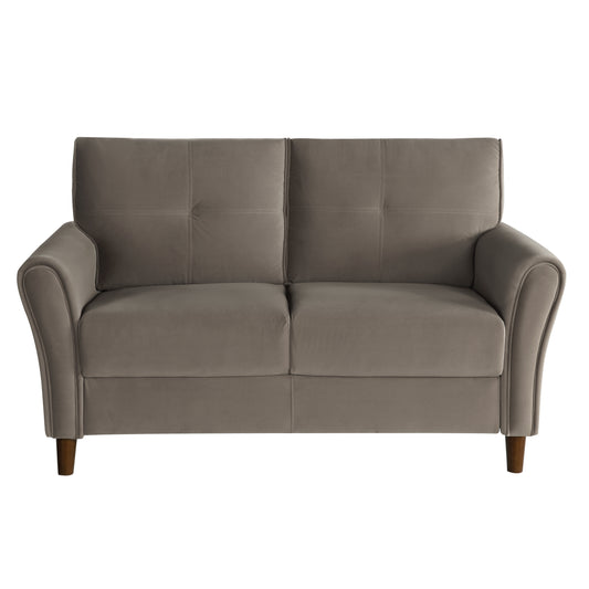 Homelegance Dunleith Loveseat in Brown Velvet with Tufted Detail 9348BRW-2
