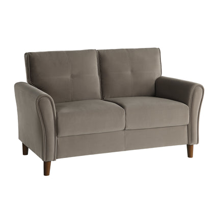 Homelegance Dunleith Loveseat in Brown Velvet with Tufted Detail 9348BRW-2
