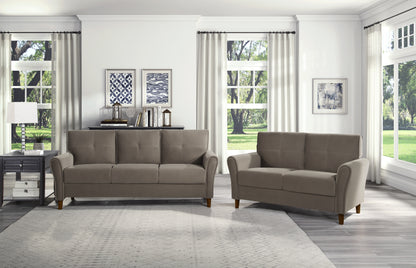 Homelegance Dunleith Loveseat in Brown Velvet with Tufted Detail 9348BRW-2