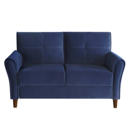 Homelegance Dunleith Loveseat in Blue Velvet with Tufted Detail 9348BUE-2