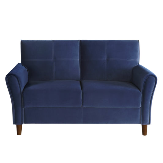 Homelegance Dunleith Loveseat in Blue Velvet with Tufted Detail 9348BUE-2