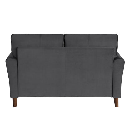 Homelegance Dunleith Loveseat in Gray Velvet with Tufted Detail 9348GRY-2