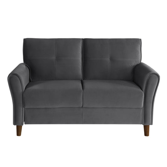 Homelegance Dunleith Loveseat in Gray Velvet with Tufted Detail 9348GRY-2