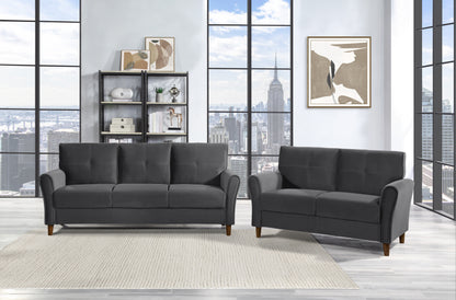 Homelegance Dunleith Loveseat in Gray Velvet with Tufted Detail 9348GRY-2