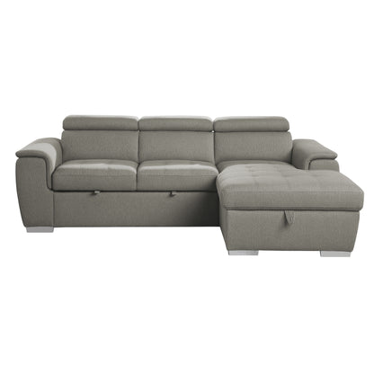 Homelegance Berel Sectional Sofa Brown Chenille with Pull-Out Bed and Storage 9355BR-22LRC