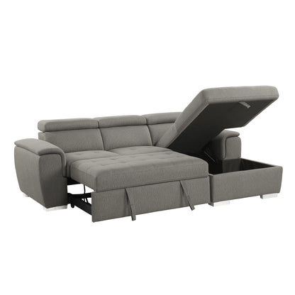 Homelegance Berel Sectional Sofa Brown Chenille with Pull-Out Bed and Storage 9355BR-22LRC
