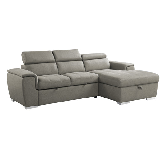 Homelegance Berel Sectional Sofa Brown Chenille with Pull-Out Bed and Storage 9355BR-22LRC
