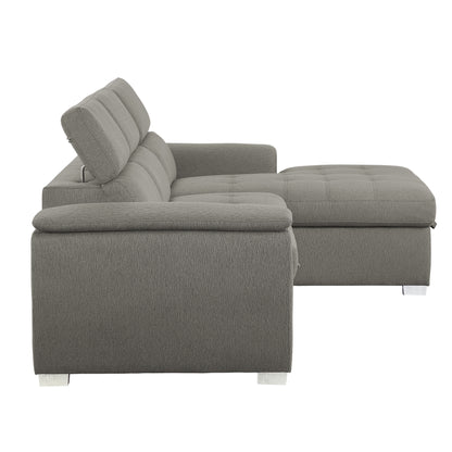 Homelegance Berel Sectional Sofa Brown Chenille with Pull-Out Bed and Storage 9355BR-22LRC