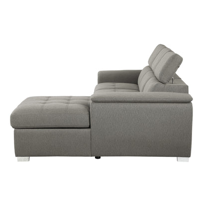 Homelegance Berel Sectional Sofa Brown Chenille with Pull-Out Bed and Storage 9355BR-22LRC