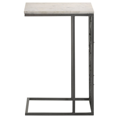 Angeliki Marble Top C-Shape Sofa Side Table Gunmetal