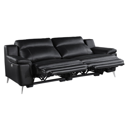 Homelegance Power Reclining Sofa in Black Leather 9360BLK-3PW