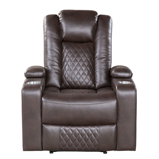 Homelegance Caelan Reclining Chair Power Recliner Dark Brown 9366DB-1PWH