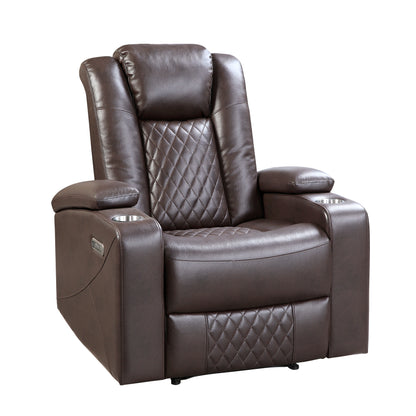 Homelegance Caelan Reclining Chair Power Recliner Dark Brown 9366DB-1PWH