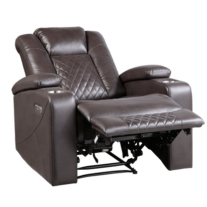 Homelegance Caelan Reclining Chair Power Recliner Dark Brown 9366DB-1PWH