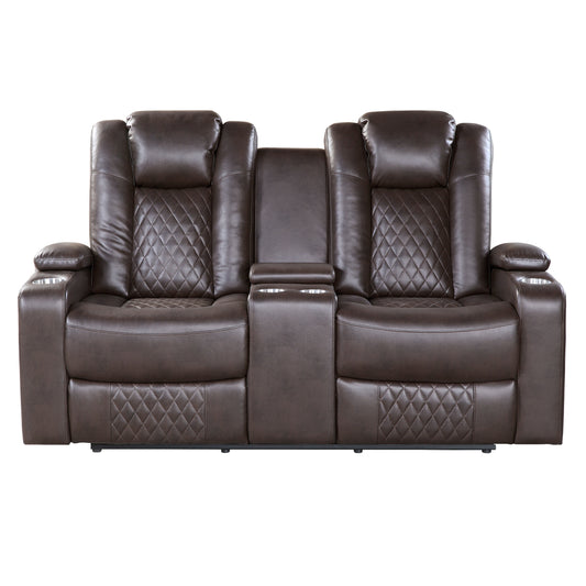 Homelegance Caelan Loveseat Power Reclining Dark Brown 9366DB-2PWH