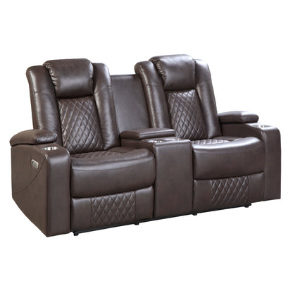 Homelegance Caelan Loveseat Power Reclining Dark Brown 9366DB-2PWH
