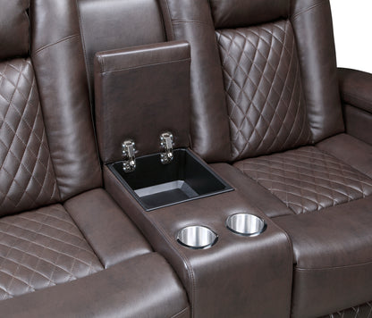 Homelegance Caelan Loveseat Power Reclining Dark Brown 9366DB-2PWH