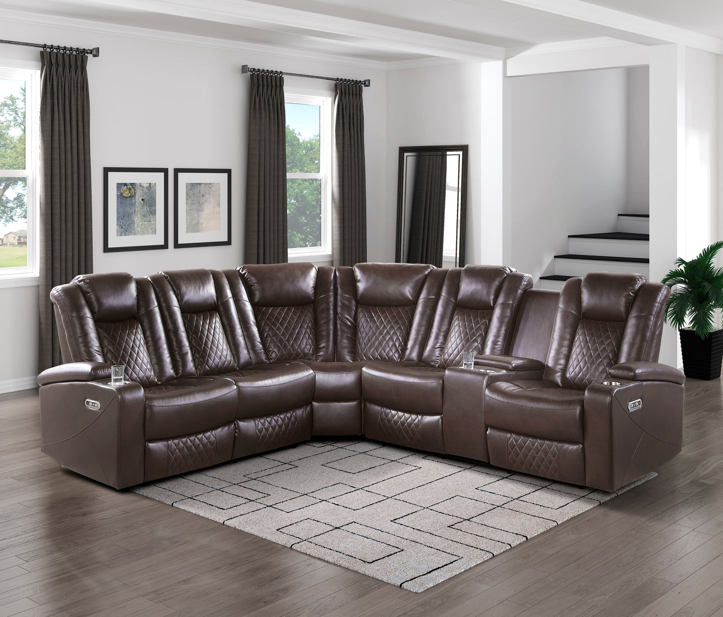 Homelegance Caelan Sectional Sofa in 9366DB-SC Stylish Comfort Design