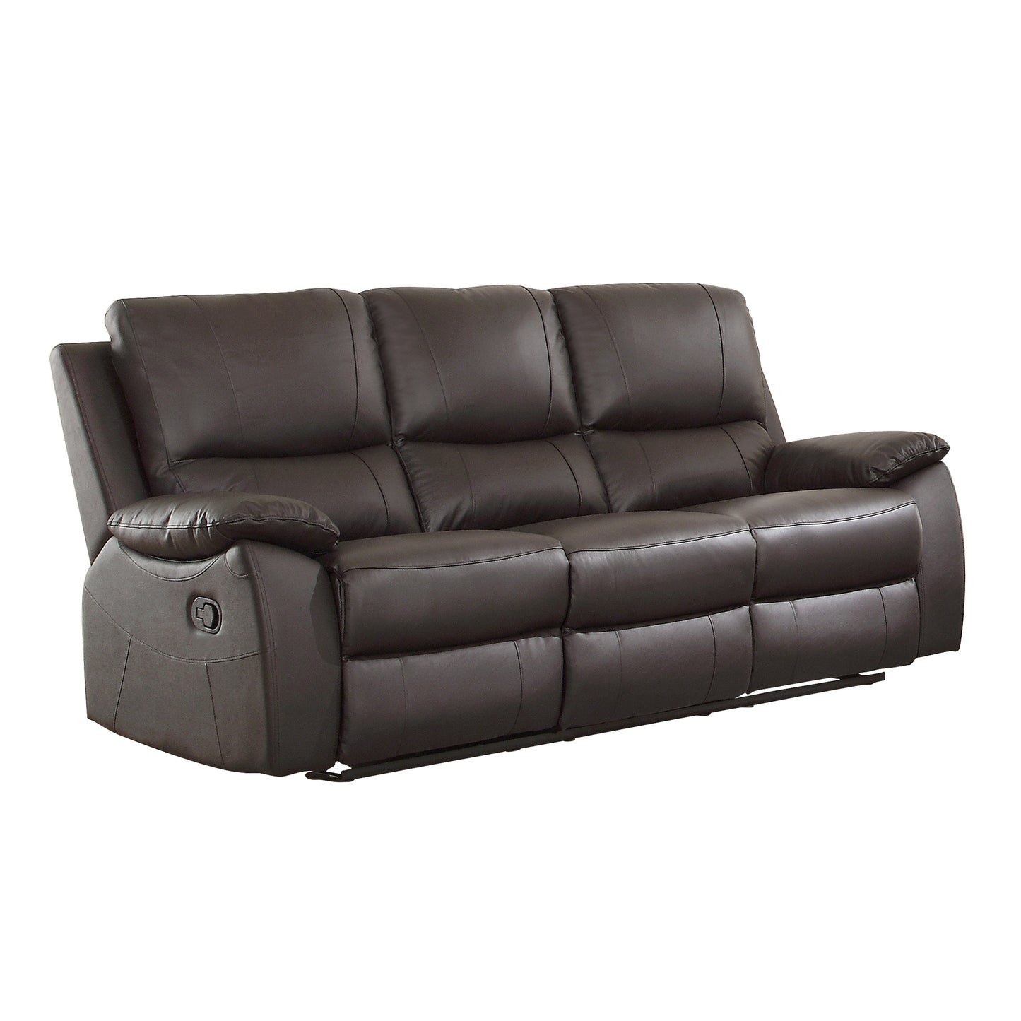Homelegance Dawson Reclining Sofa in Brown Faux Leather 9368BRW-3