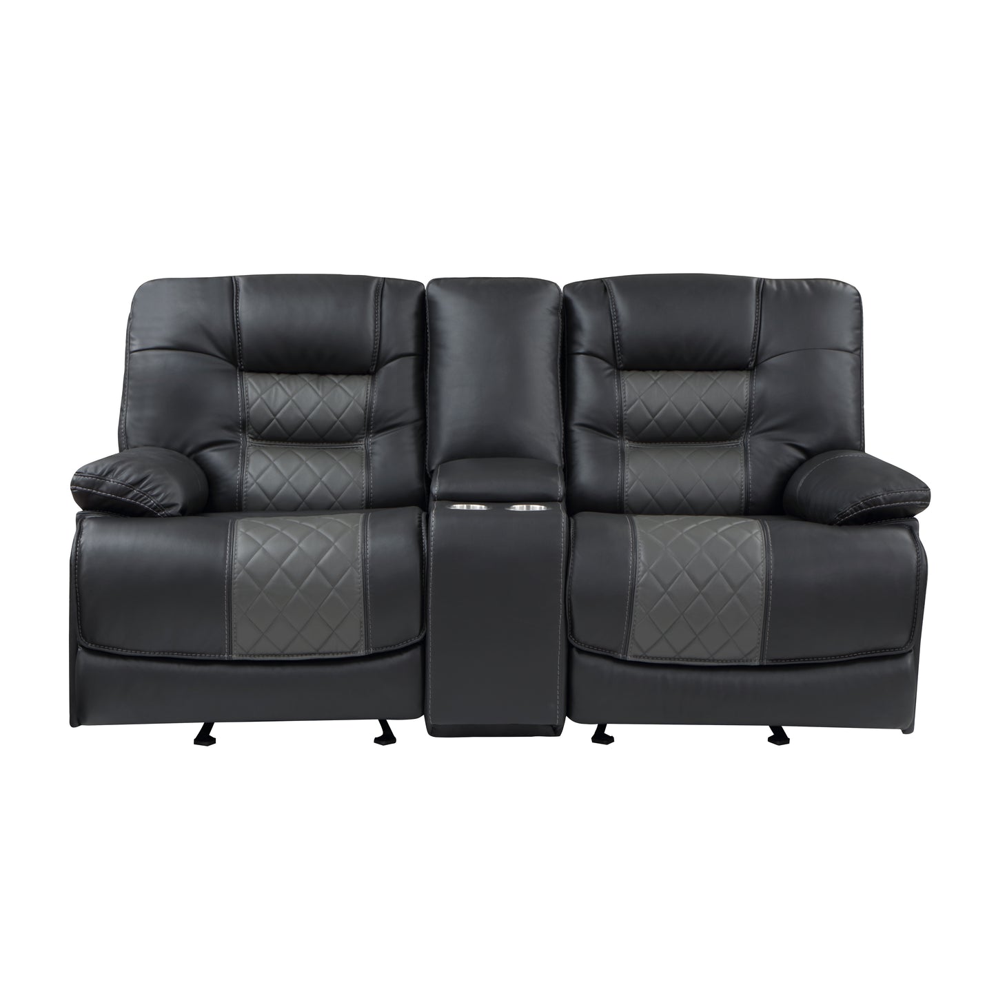 Homelegance Fabian 2 Tone Gray Glider Reclining Loveseat with Center Console 9388GRY-2