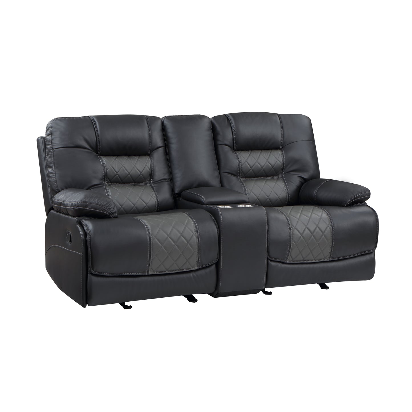 Homelegance Fabian 2 Tone Gray Glider Reclining Loveseat with Center Console 9388GRY-2