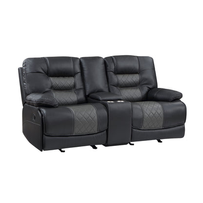 Homelegance Fabian 2 Tone Gray Glider Reclining Loveseat with Center Console 9388GRY-2