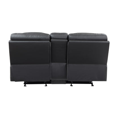 Homelegance Fabian 2 Tone Gray Glider Reclining Loveseat with Center Console 9388GRY-2