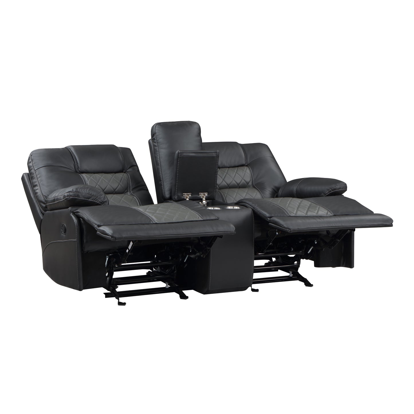 Homelegance Fabian 2 Tone Gray Glider Reclining Loveseat with Center Console 9388GRY-2
