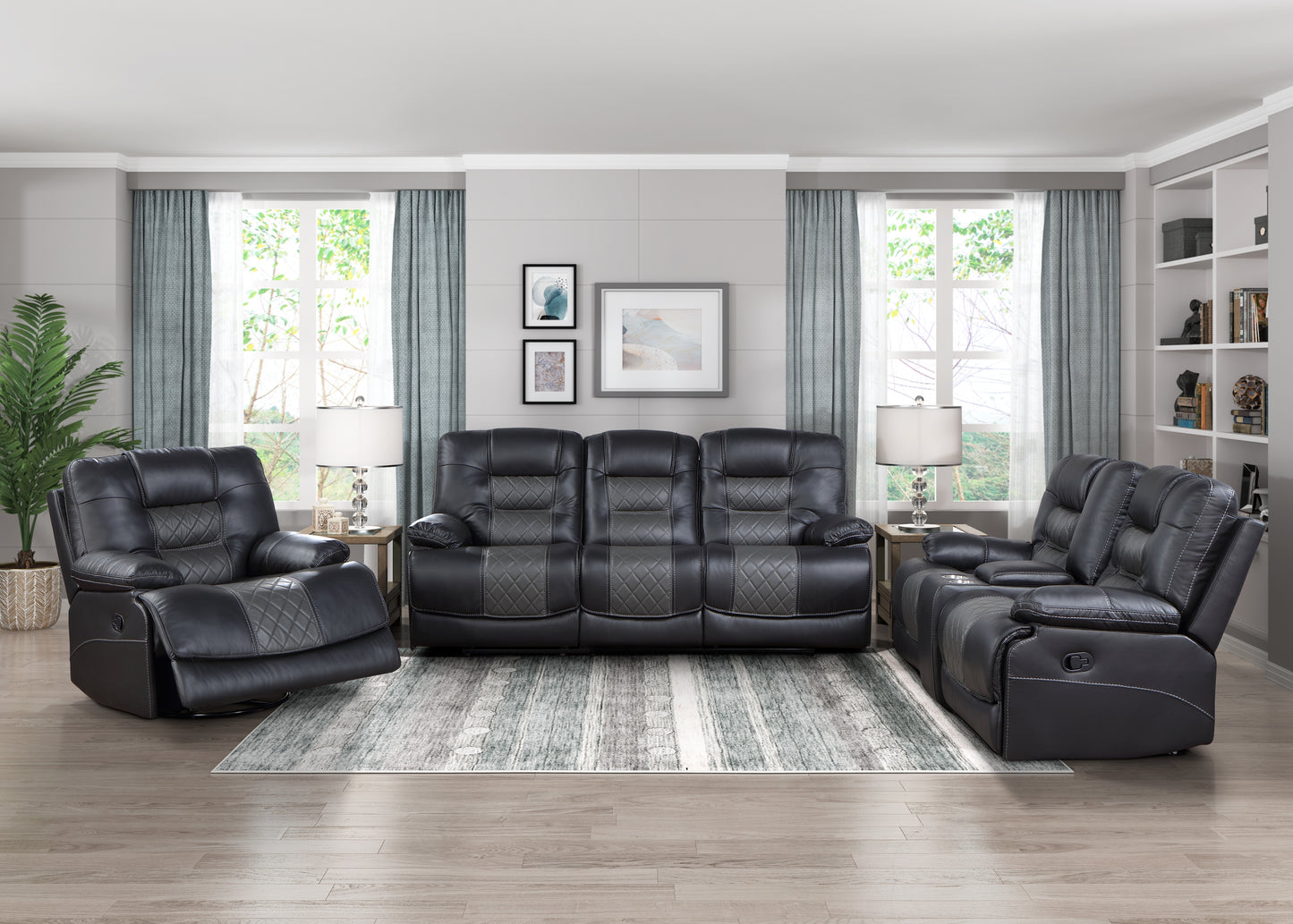 Homelegance Fabian Reclining Chair Swivel Glider in 2-Tone Gray 9388GRY-1
