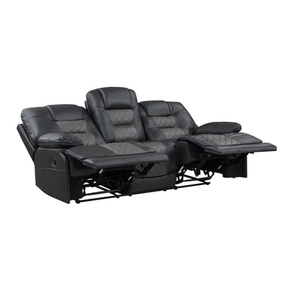 Homelegance Fabian Sectional Sofa Two-Tone Gray Faux Leather 9388GRY-3