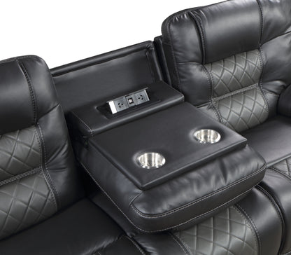 Homelegance Fabian Sectional Sofa Two-Tone Gray Faux Leather 9388GRY-3