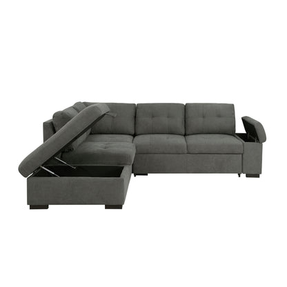 Homelegance Brooklyn Park Sectional Sofa in Dark Gray 9390DG-2LC2R