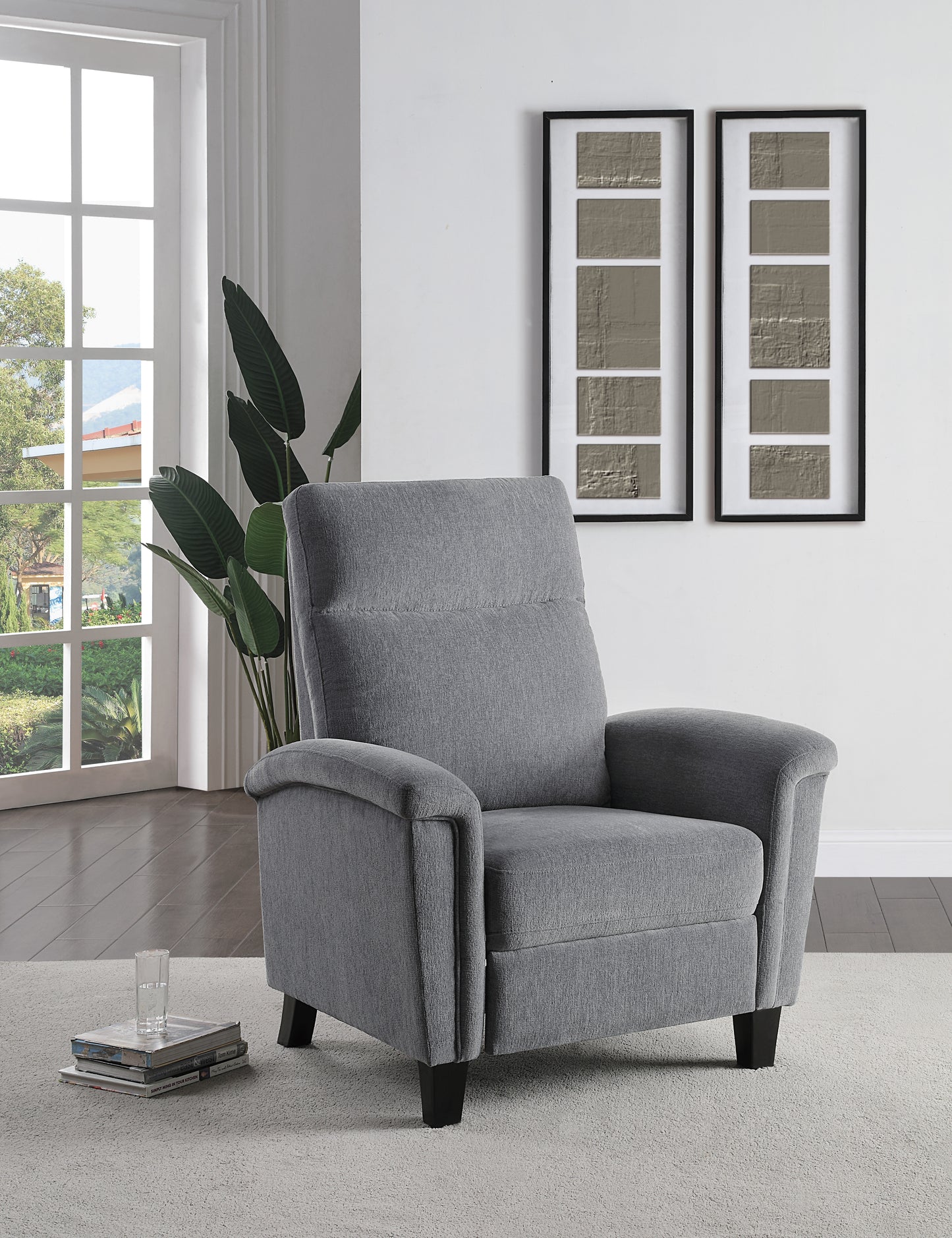 Homelegance Weiser Reclining Chair in Gray Chenille with Dark Brown Feet 9400CNGY-1
