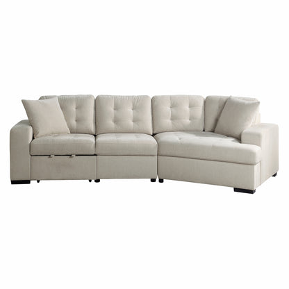 Homelegance Logansport Beige Chenille 2-Piece Sectional Sofa with Ottoman 9401BEG-22LRU